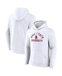 Fanatics Men's White Ball State Cardinals Primary Logo Pullover Hoodie