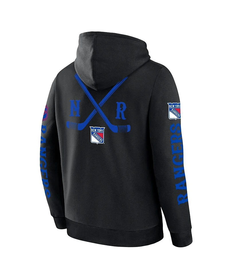 Fanatics Men's Black New York Rangers Big City Legacy Fleece Pullover Hoodie