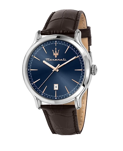 Maserati Men's Date Brown Leather Watch, 42mm
