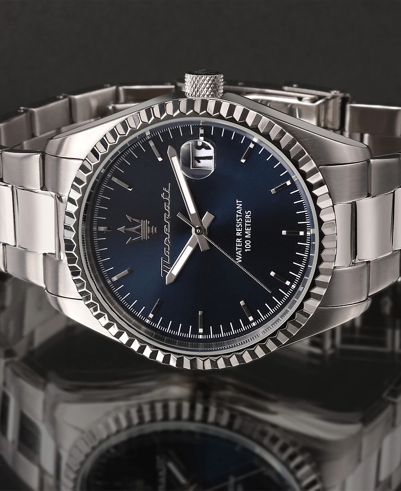 Maserati Men's Date Stainless Steel Metal Band Watch, 43mm