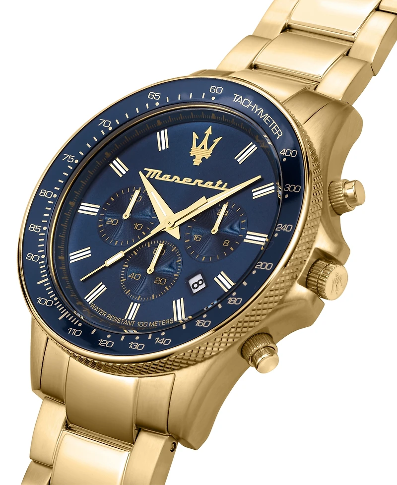 Maserati Men's Chronograph Gold Metal Band Watch, 44mm