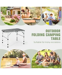 Folding Grill Table for Camping Lightweight Aluminum Metal Grill Stand Table