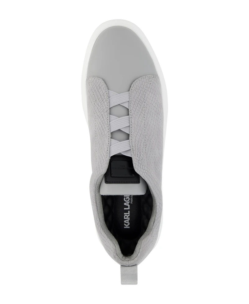 Karl Lagerfeld Paris Men's Front Crossed Reptile Print Slip On Sneakers