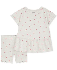 Carter's Toddler Girls Heart-Print Top & Shorts, 2 Piece Set