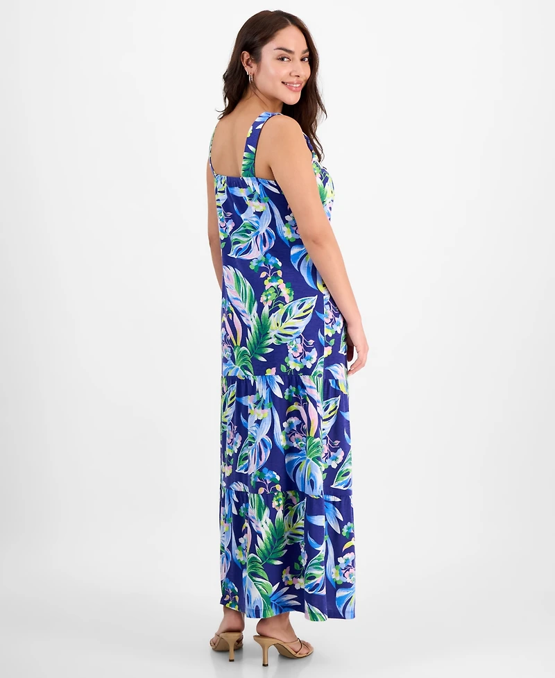 Jamie & Layla Petite Printed Twist-Front Sleeveless Maxi Dress
