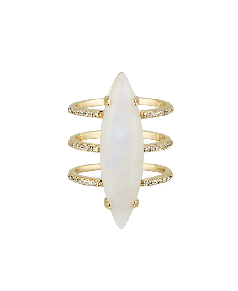 Adornia Fine Moonstone Marquis Ring 14k gold vermeil