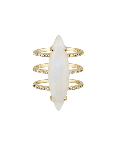 Adornia Fine Moonstone Marquis Ring 14k gold vermeil
