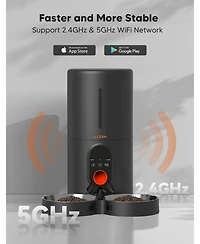 Automatic Cat Gog Feeder, 5G WiFi Pet Feeder for Two Cats or Dogs with Remote Control, 6L Cat Food Dispenser with Low Food Sensor, 1-10 Meals Per Day,