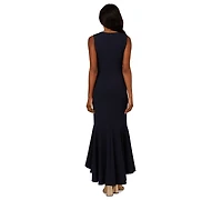 Adrianna Papell Women's Ruffled V-Neck High-Low Dress