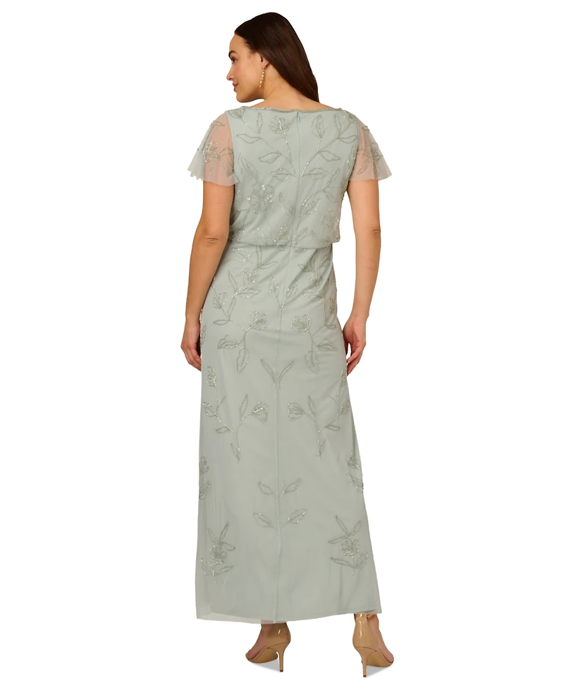 Adrianna Papell Plus Size Beaded Blouson Dress