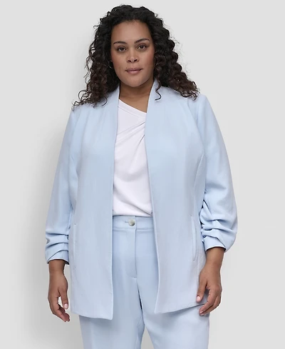 Dkny Plus Ruched-Sleeve Open-Front Blazer