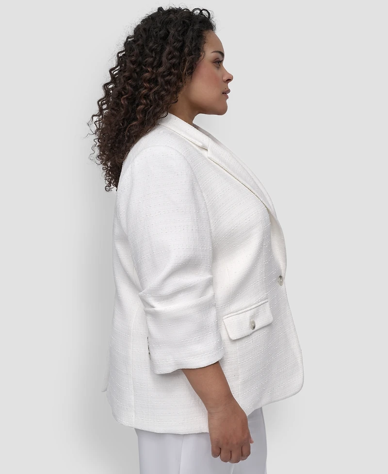 Dkny Plus Ruched-Sleeve One-Button Blazer