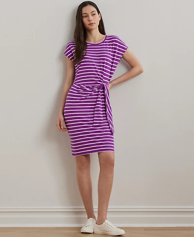 Lauren Ralph Lauren Women's Striped Tie-Front Jersey Dress