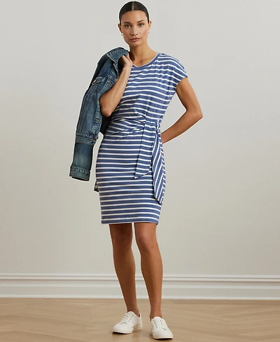 Lauren Ralph Lauren Women's Striped Tie-Front Jersey Dress