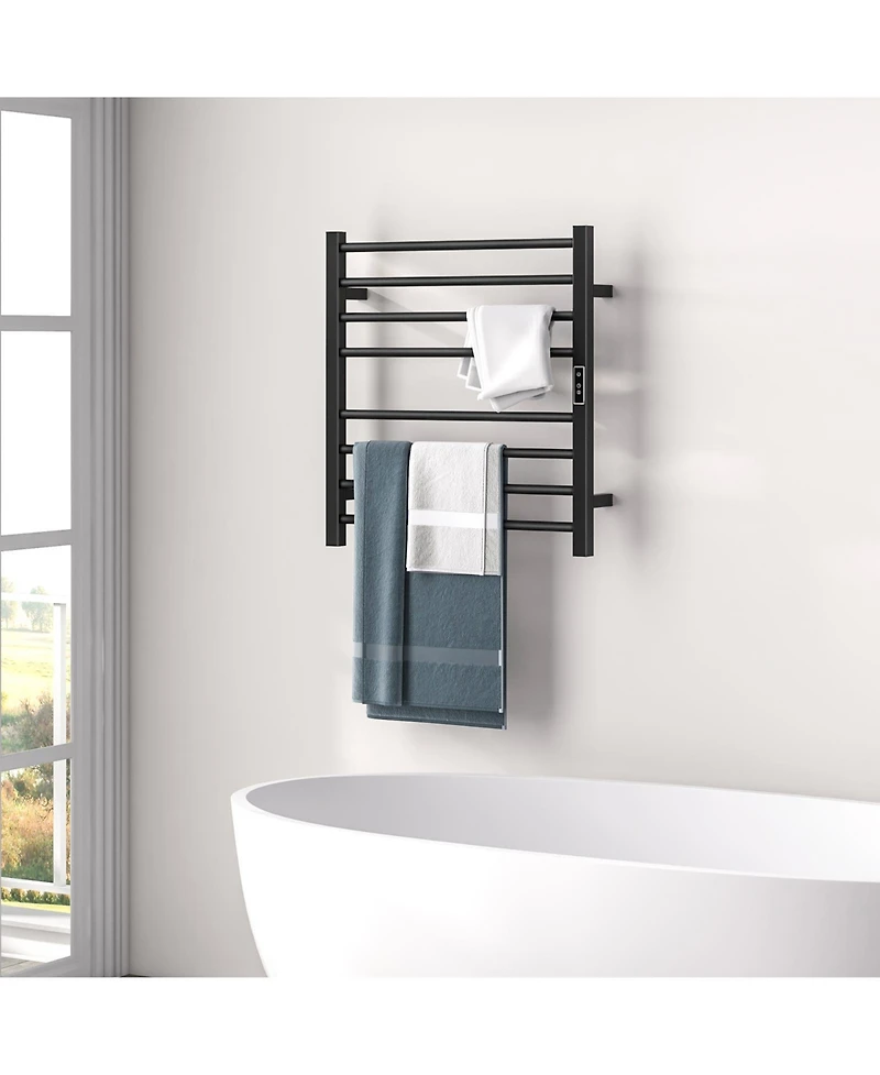 8 Bars Freestanding Wall Mounted Towel Warmer Rack with Led Display