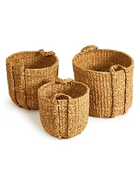Seagrass Round Drum Baskets, Set Of 3