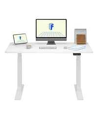 Flexispot E7-commercial 55 W Electric Adjustable Standing Desk, Rectangular Chipboard Top & Base, All White