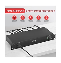 Pyle Pdu Power Strip Surge Protector – 15 Amp Power Supply Conditioner, 9 Outlets