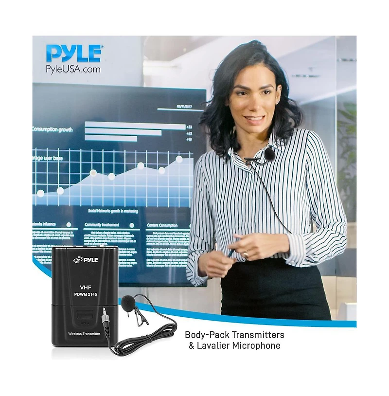 Pyle Wireless Microphone System – Vhf Fixed Frequency with Adjustable Volume Control