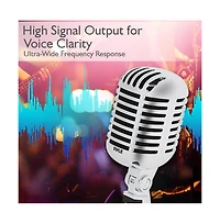 Pyle Classic Retro Dynamic Vocal Microphone – Vintage Style with 16' Xlr Cable (Silver)