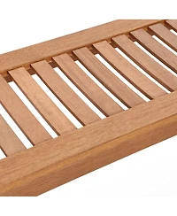 LuxenHome Natural Solid Wood 47.2-Inch Long Rectangle Sloping Seat Outdoor Bench