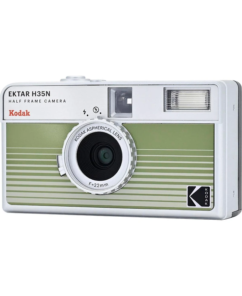 Kodak Ektar H35N Half Frame Film Camera, Striped Green, Bundle with Kodacolor Gold 200 35mm Color Negative Roll Film and Slinger Alpine Shoulder Bag