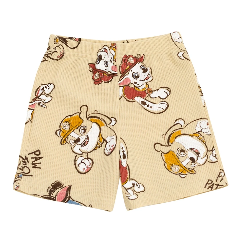 Paw Patrol Little Boys Waffle Knit T-Shirt and Shorts Outfit Set