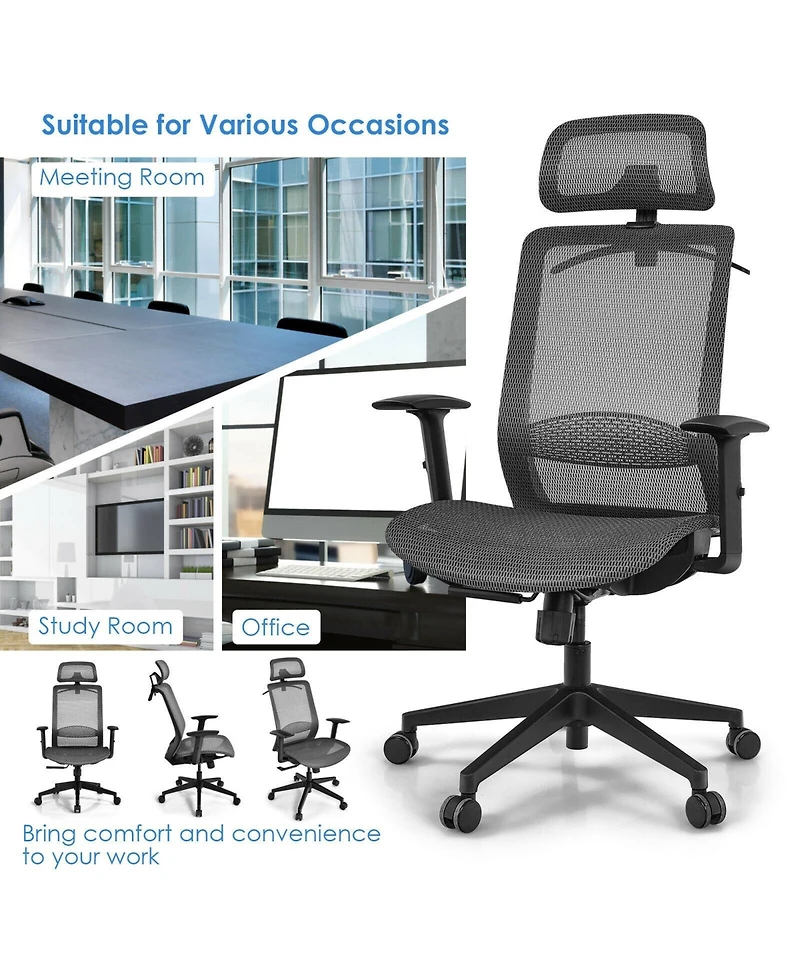 Height Adjustable Ergonomic High Back Mesh Office Chair with Hange