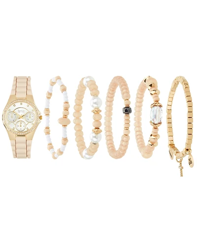 Jessica Carlyle Women's Matte Beige Silicone Strap Analog Watch, 35mm