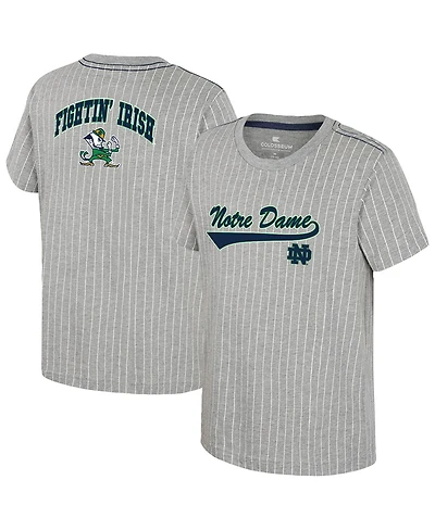Colosseum Big Boys and Girls Heather Gray Notre Dame Fighting Irish Airball Baseball T-Shirt