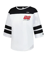 Starter Women's White Joey Logano Grand Slam 3/4-Sleeve T-Shirt