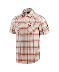 Fanatics Men's Red Cincinnati Reds Plaid Full-Snap Shirt