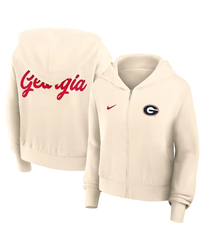 Nike Women's Cream Georgia Bulldogs Chill Midi Full-Zip Hoodie