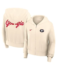 Nike Women's Cream Georgia Bulldogs Chill Midi Full-Zip Hoodie
