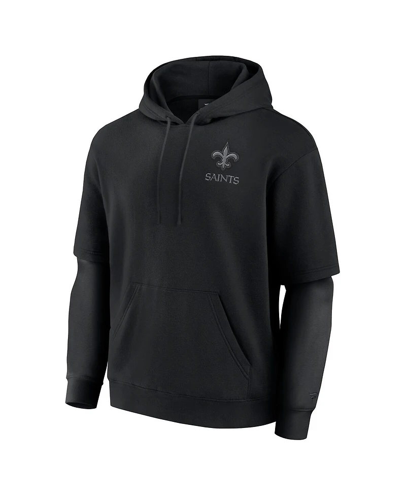 Fanatics Men's and Women's Black New Orleans Saints Sleek Elements Pullover Hoodie