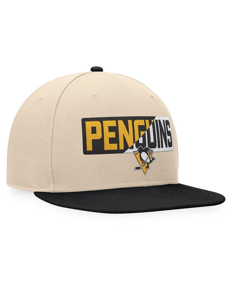 Fanatics Men's Cream/Black Pittsburgh Penguins Goalazo Snapback Hat