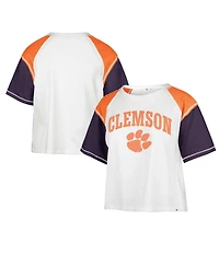 '47 Brand Women's White Clemson Tigers Serenity Gia Cropped T-Shirt