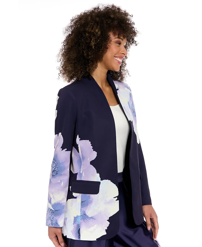 Muse Women's Floral Collarless Open-Front Jacket