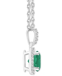 Lab-Created Emerald (1-1/4 ct. t.w.) & White Sapphire (1/6 Halo 18" Pendant Necklace 14k Gold