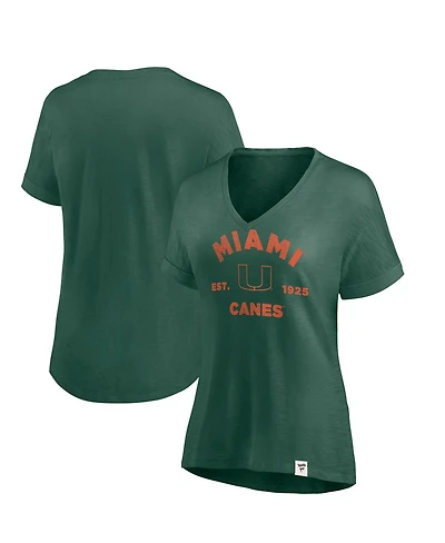 Fanatics Women's Green Miami Hurricanes True Classics Slub Flowy V-neck T-Shirt