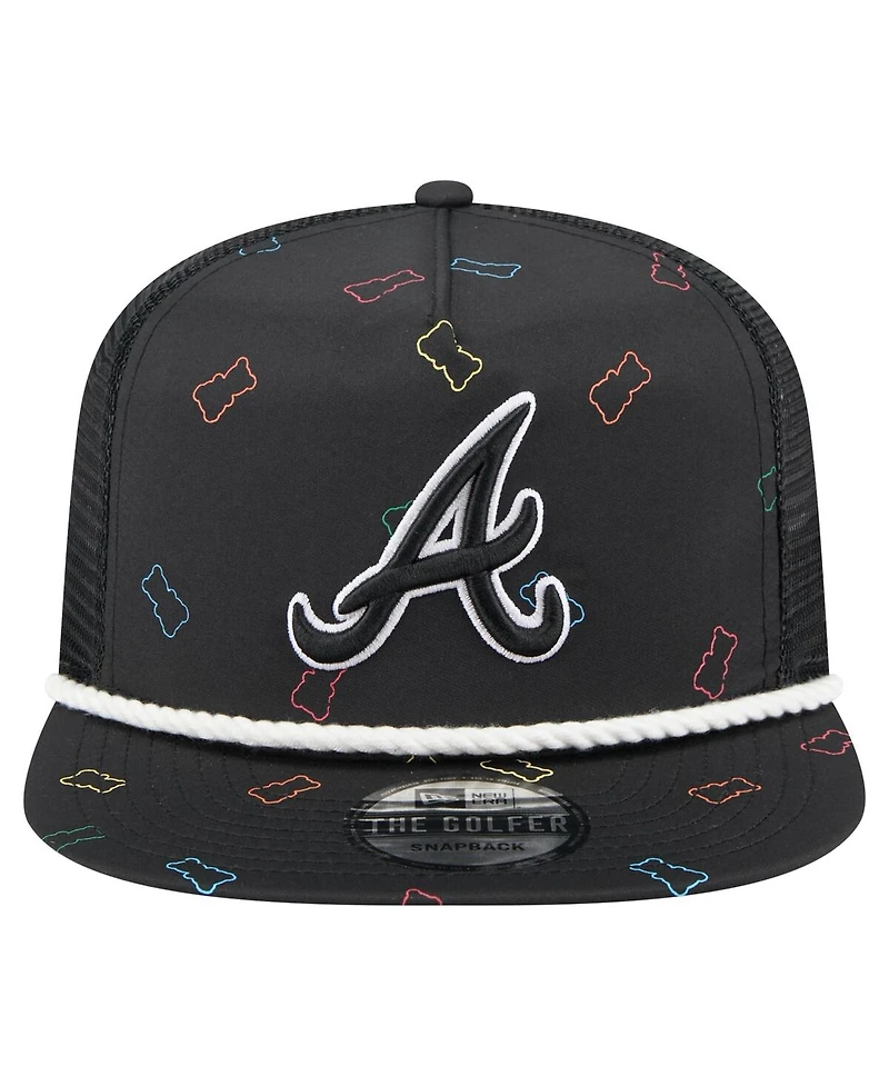 New Era Men's Black Atlanta Braves Gummy Golfer Trucker Adjustable Hat