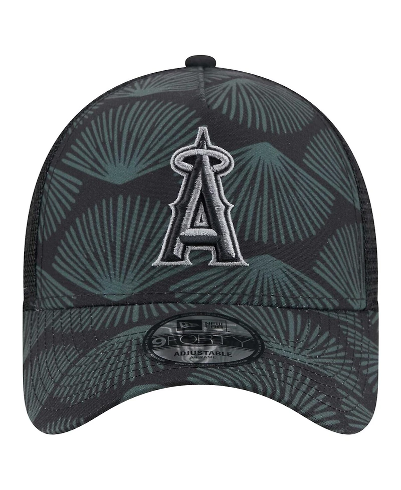 New Era Men's Black Los Angeles Angels 9FORTY A-Frame Trucker Adjustable Hat