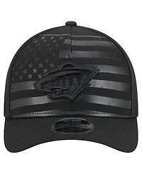 New Era Men's Black Minnesota Wild Game Day Stealth Flag 9FORTY A-Frame Adjustable Hat