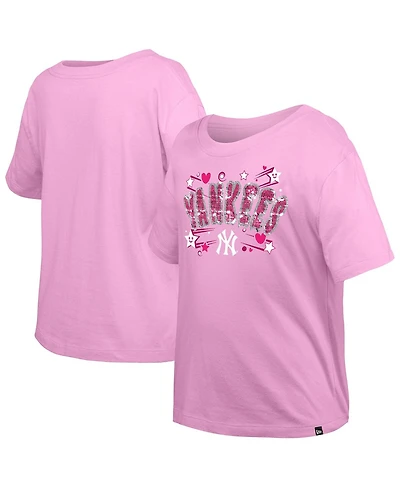 New Era Big Girls Light Pink New York Yankees Flip Sequin Team T-Shirt