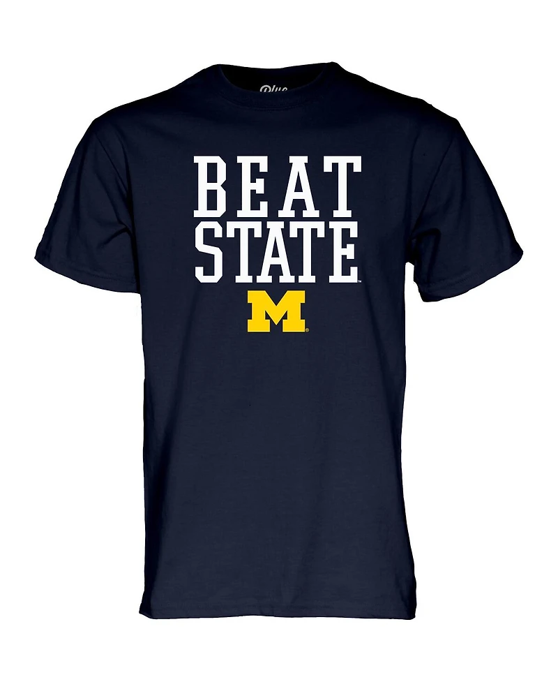 Blue 84 Men's and Women's Navy Michigan Wolverines Beat State Rally Call T-Shirt
