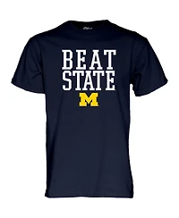 Blue 84 Men's and Women's Navy Michigan Wolverines Beat State Rally Call T-Shirt