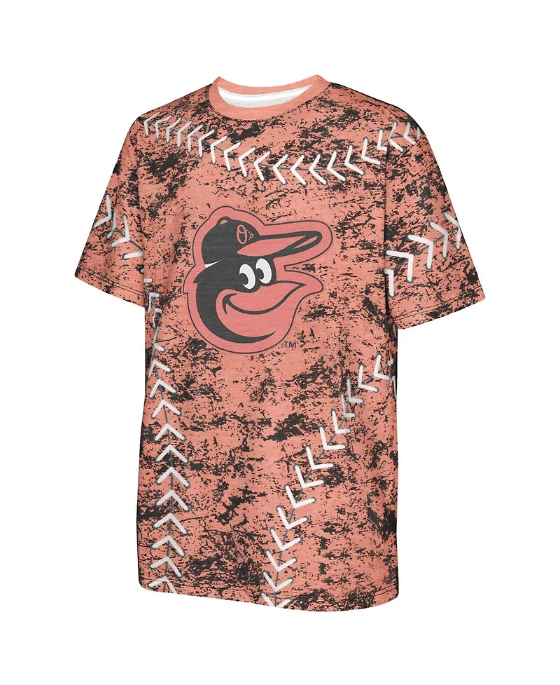 Outerstuff Big Boys and Girls Orange Baltimore Orioles Slide Score Bold T-Shirt