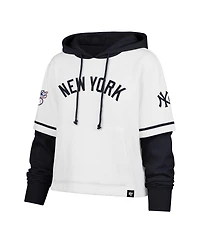 '47 Brand Women's White New York Yankees Trifecta Shortstop Cropped Pullover Hoodie