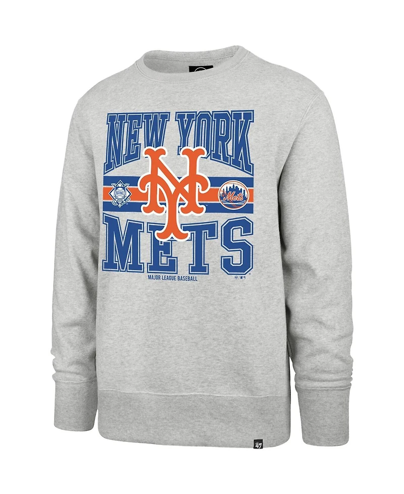'47 Brand Men's Gray New York Mets Letters Headline Pullover Sweatshirt