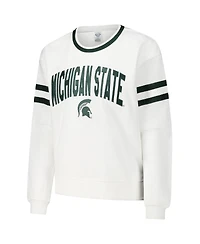 Concepts Sport Women's White Michigan State Spartans Borough French Terry Arch Over Long Sleeve T-Shirt